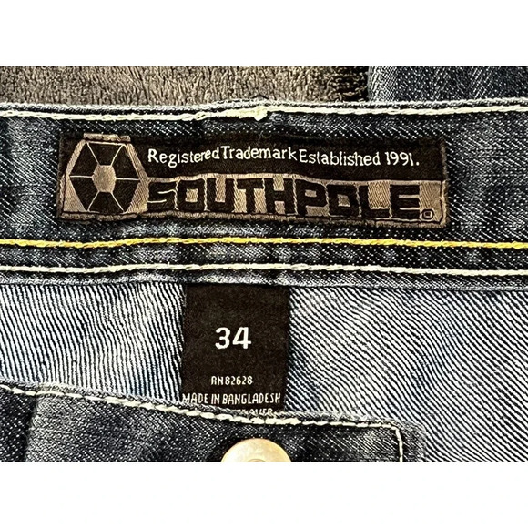 Southpole 8180 Jeans Blue Straight Leg Pockets Distressed Men's Size 34W / 30L - Picture 6 of 8